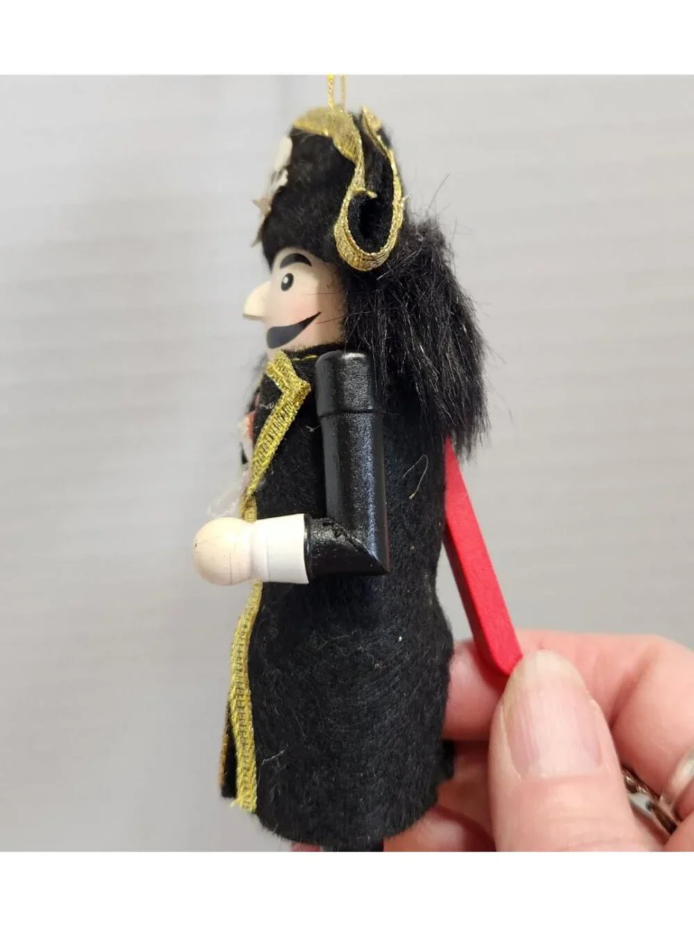 Pirate Nutcracker Christmas Ornament Wooden Black Hat Skull Crossbone Decor READ